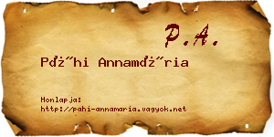 Páhi Annamária névjegykártya